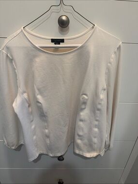 Halogen White Scoop Neck Long Sleeve Top